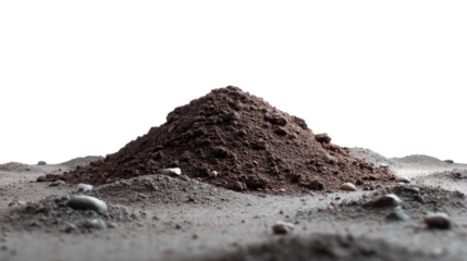 A Pile of Earth: A grounded scene captures a pile of rich, dark earth, its texture inviting a sense of connection with the natural world, surrounded by few rock 