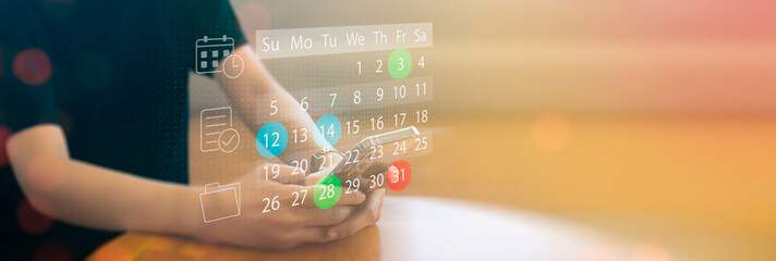 Woman making checklist and task planning to increase productivity, project management, deadline tracking and organizing daily activities efficiently. Time management and scheduling concept.
