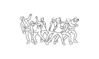 Group of Dancing Figures – Minimalist Line Art Movement Illustration