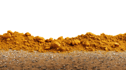 Golden Turmeric Terrain: An eye-level macro shot of turmeric powder, depicting a landscape of textured granules and earthy elements. A versatile image for culinary, wellness, and beauty applications.