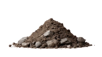 Pile of Earth: A close-up view showcases a pile of earth, comprised of soil and stone.