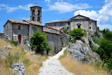 Fototapeta premium Italian Hilltop Village with Timeless Stonework Charm