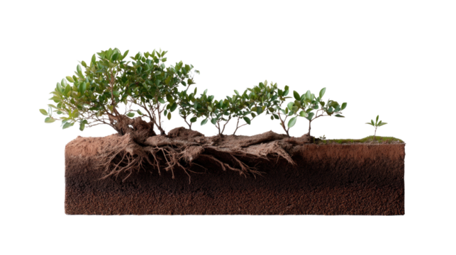 Healthy Root System: The intricate roots of a thriving plant, showcasing the hidden network vital to its health, anchored in fertile soil, represents the foundation of nature's growth.