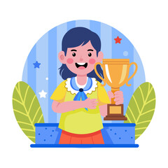 A flat style illustration depicting academic achievement