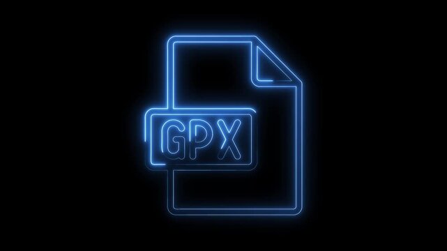 Glowing blue neon G P X file icon isolated on black background futuristic digital data symbol technology