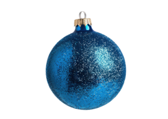 blue glitter christmas ball isolated on white or transparent png