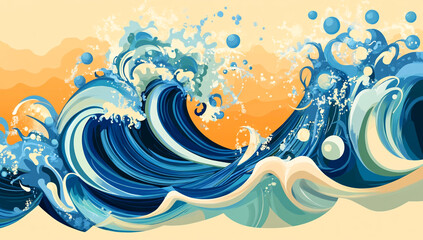 Naklejka premium illustration of powerful ocean waves