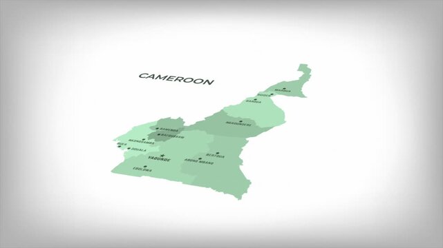 Animated Map of CAMEROON with states Borders and Major Cities Positions