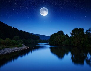 Moonlit river landscape