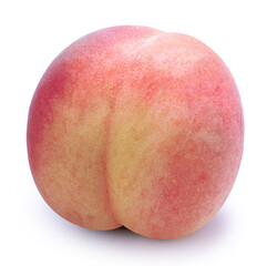 Hakuho pink Peach on white background, Peach premium fruit isolate on white with clipping path.