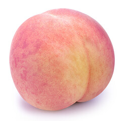 Hakuho pink Peach on white background, Peach premium fruit isolate on white with clipping path.