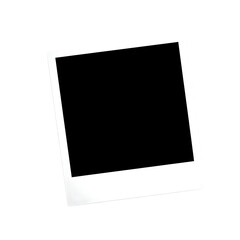 White instant photo frame with black empty space isolated on a transparent background picture polaroid