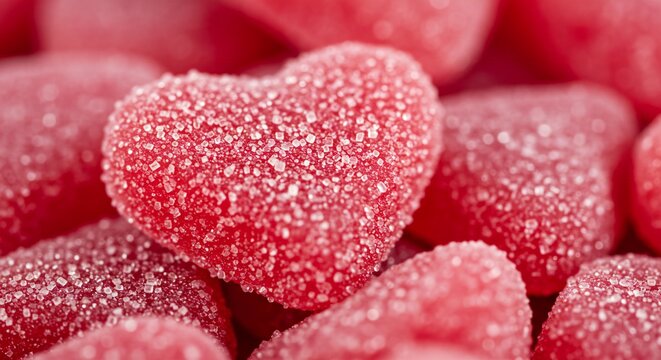 Sweet Love: Red Heart-Shaped Gummy Candies for Valentine's Day