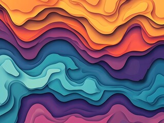 Fototapeta premium Abstract flowing waves of vibrant colors in a layered paper cut effect