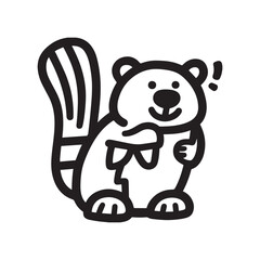 Happy Beaver Line Art with Big Tail and Teeth, Fun Coloring Design for Kids.