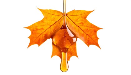 Maple syrup dripping on leaf