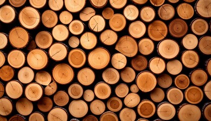 Close-up view of stacked wood logs