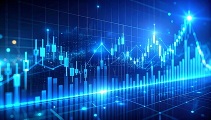 Abstract financial chart with city skyline
