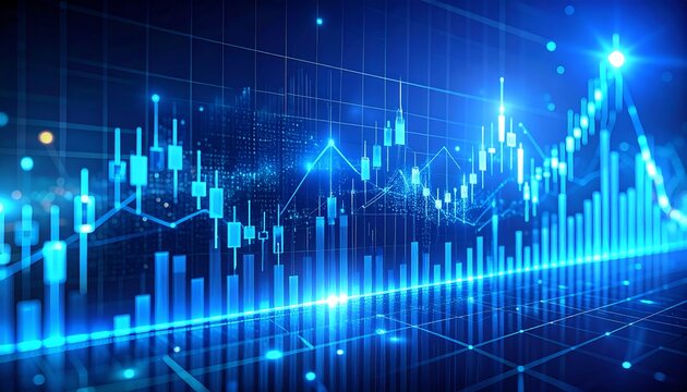 Abstract financial chart with city skyline - Powered by Adobe