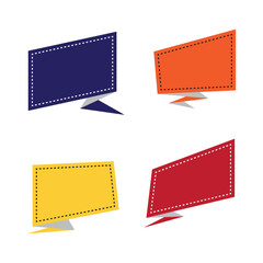 Colorful Pop Style Chat Bubbles with Dotted Edges, Cartoon Style Talk Box Set