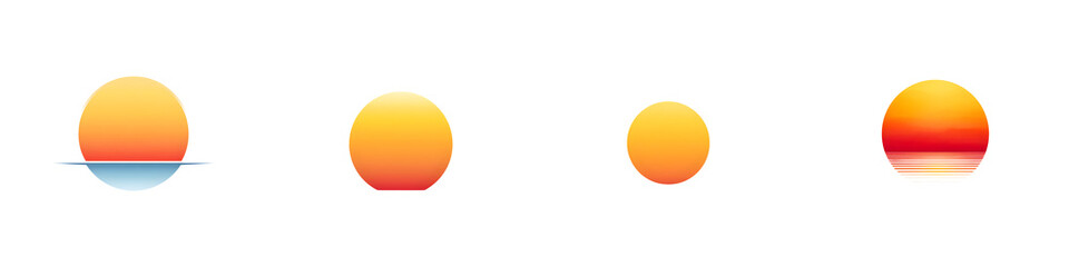 Sunset Or Sunrise Variations Isolated on White