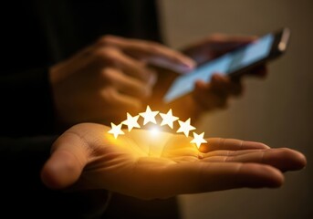 Customer reviews and star ratings on a smartphone