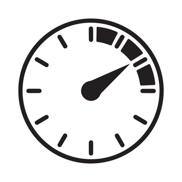 Simple black and white gauge or meter with a needle pointing to a high value