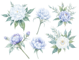 Watercolor Floral Delight: A delicate collection of watercolor floral arrangements in soft hues, each capturing the subtle beauty and elegance of nature.