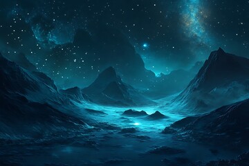 Fototapeta premium A luminous land scene bathed beneath the shining Milky Way.