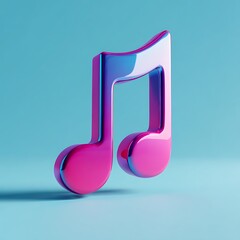 3D Rendered Music Note on Blue