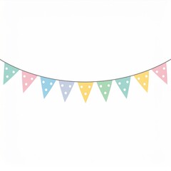 Fototapeta premium Pastel Polkadot Pennant Bunting Triangle Garland Decoration on a White Background
