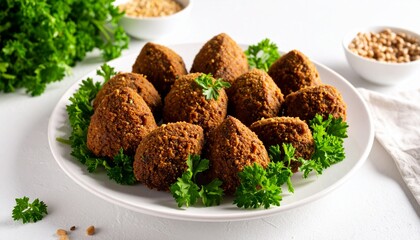  Arabic dish of fried beef liver coated in wheat bran Kebda Bel Rada served with pars.