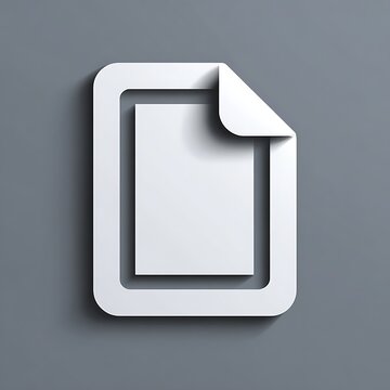 Modern White Paper Icon on Gray