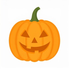 Cheerful Carved Orange Halloween Pumpkin with Classic Jack O Lantern Face on White