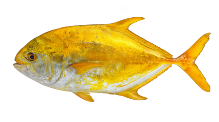Vibrant yellow fish, a captivating closeup on dark background.