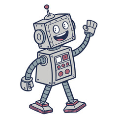 funny cartoon robot with open arms