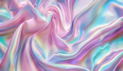 Obraz premium Soft, iridescent silk draped in swirling folds. Pastel hues of pink, light blue, and lavender