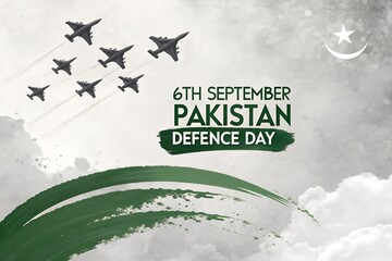 Pakistan defence day celebration with fighter jets and crescent moon