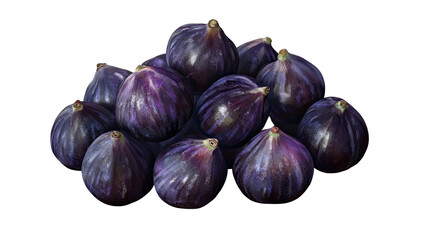 Obraz premium Pile of Fresh Ripe Purple Figs with Natural Texture Isolated on White Background