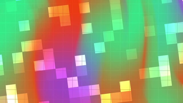 Abstracts Blink Square_ Abstract animated background with colorful grid and geometric shapes moving across the screen in a seamless loop