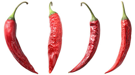 Vibrant red peppers, a striking still life against dark background.