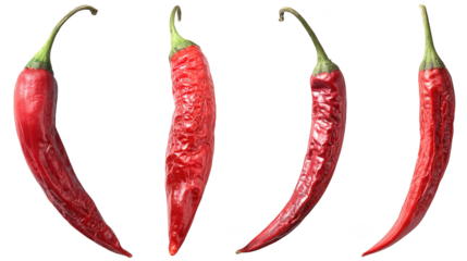 Vibrant red peppers, a striking still life against dark background.