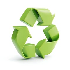 Shiny Green Recycle Symbol on White