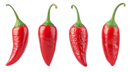 Vibrant red peppers, a striking still life against dark background.