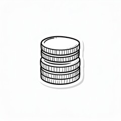 Stack of Black and White Coins on White Background Financial Savings Theme