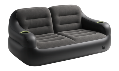 Double-seater inflatable sofa with flocked surface for camping trips