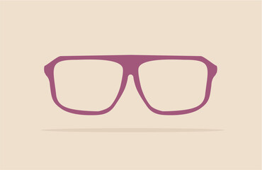 Violet nerd glasses with thick holder - retro hipster vector illustration isolated on beige background. Sign of professor, school teacher or secretary.