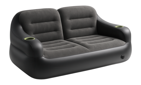 Double-seater inflatable sofa with flocked surface for camping trips