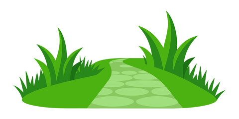 Green grass pathway with stone texture nature outdoor