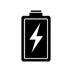 Battery charging icon silhouette in flat tech style clean energy symbol ideal for mobile and power vector
